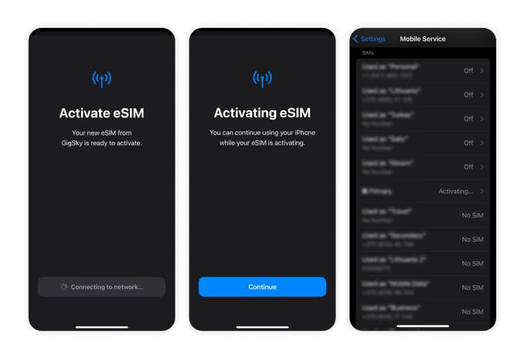 How to install a GigSky eSIM: Step 3