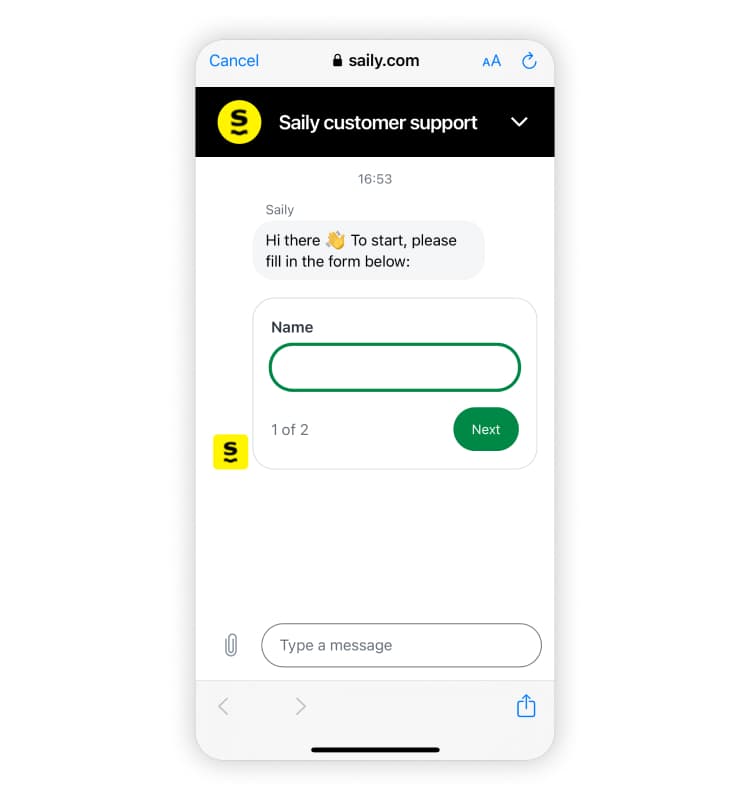 Cómo solicitar un reembolso en Saily a través de Atención al cliente. Paso 4