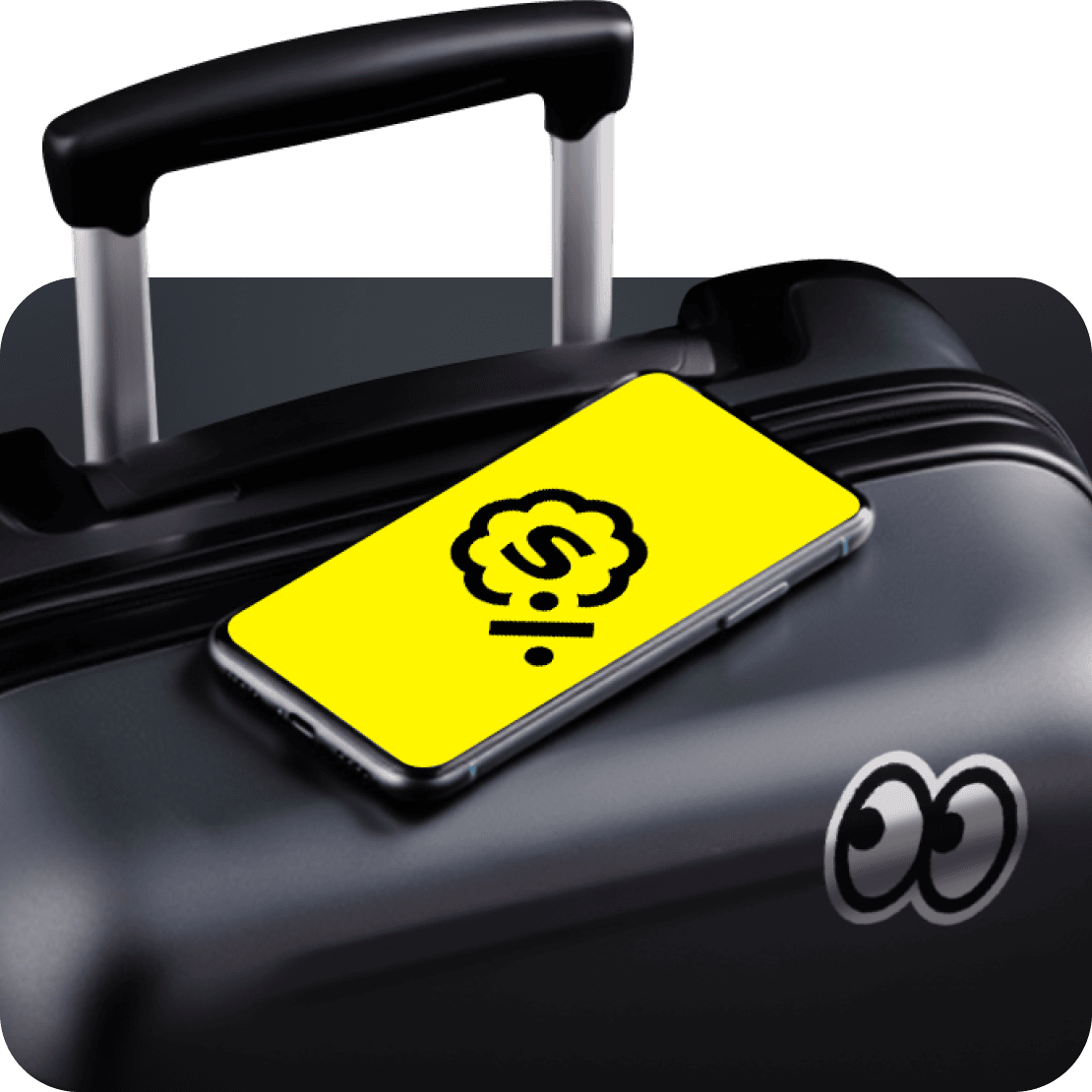 캐리어 위에 놓인 휴대폰