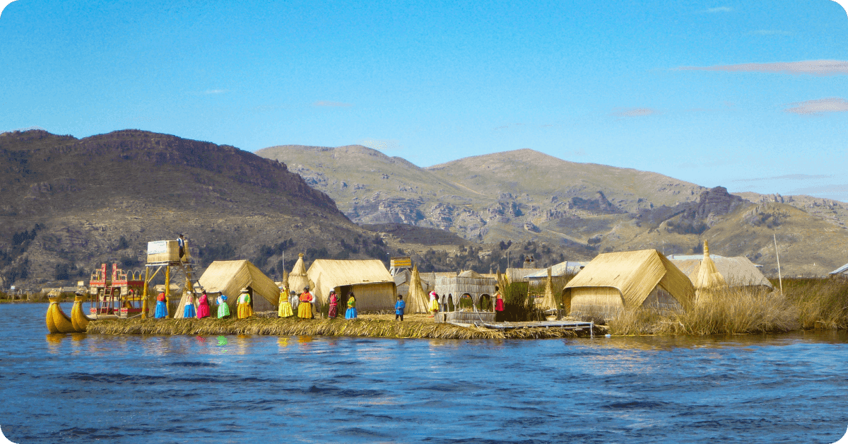 Floating island in Lake Titicaca