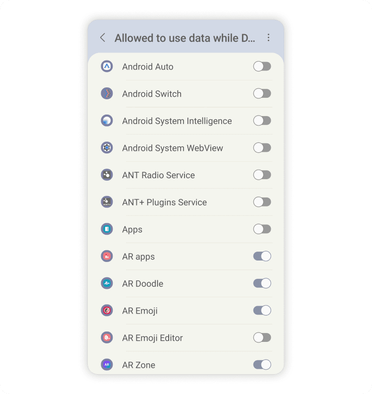 Allow apps to use data on Android: step 2