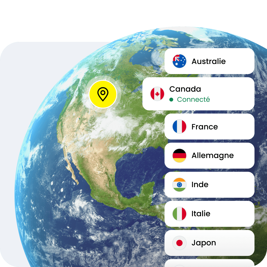 La fonction d'emplacement virtuel de Saily permet de renforcer votre confidentialité lorsque vous naviguez.