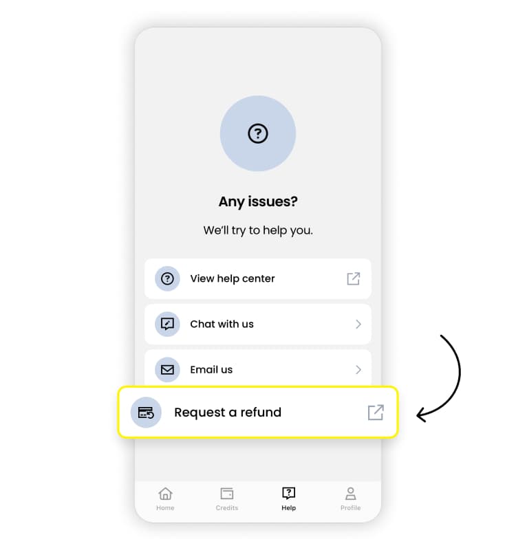 Cómo solicitar un reembolso en Saily, paso 2