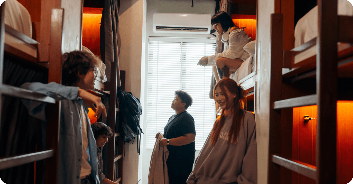 People at a hostel.
