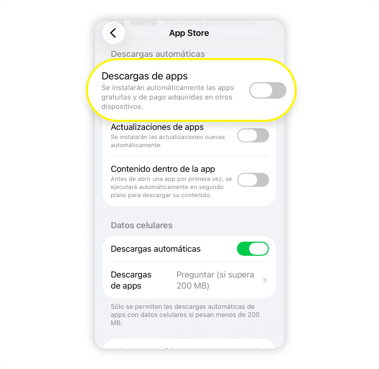 Cómo desactivar descargas y actualizaciones automáticas: Paso 3