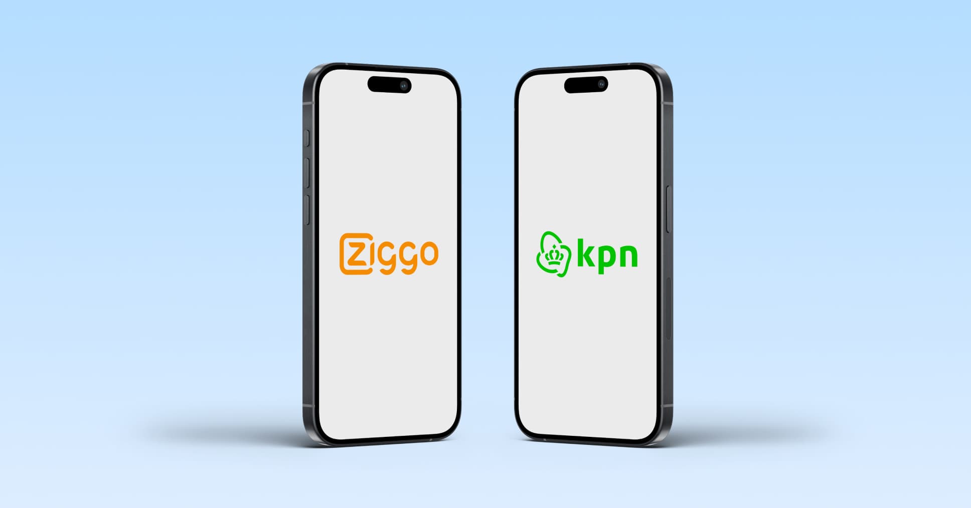 Ziggo- en KPN-logo weergegeven op telefoonscherm