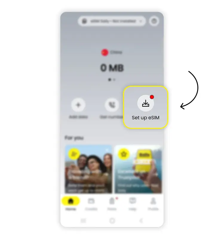 eSIM in-app installation - step 1