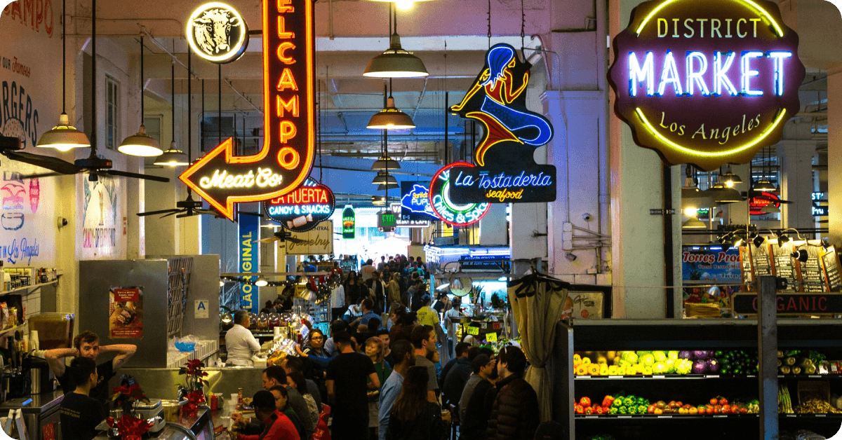 The interior of Grand Central Market.