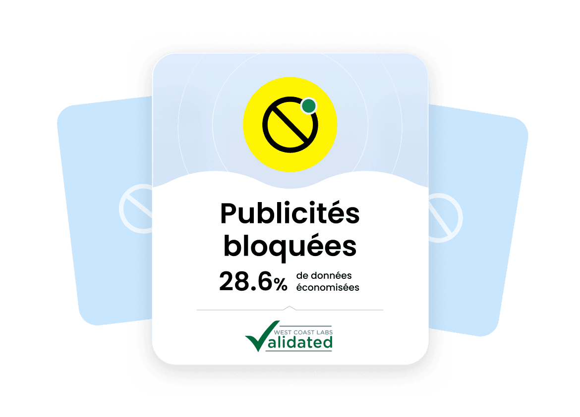 Le bloqueur de publicités de Saily réduit la consommation de données de 28,6 % en moyenne, validé par West Coast Labs.