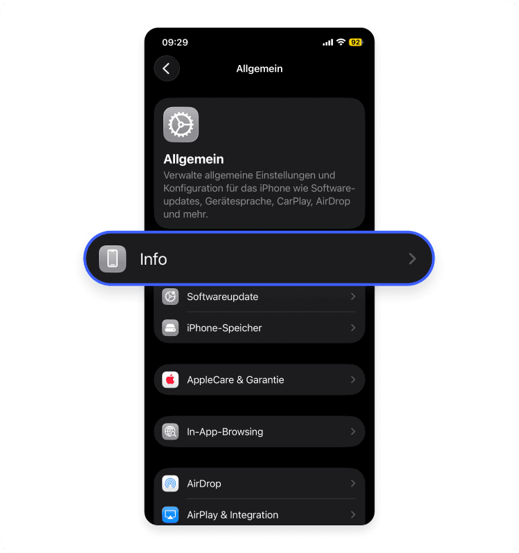 prüfe info auf sim iphone: schritt 3