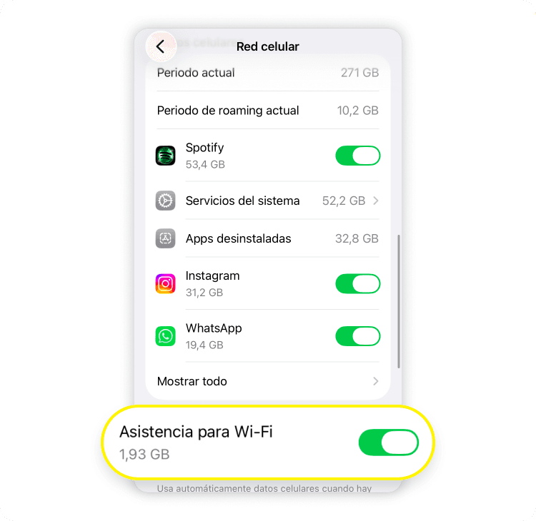 Cómo desactivar asistencia para WiFi: Paso 2