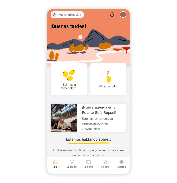 Repsol Guide app for recommended restaurants in Spain