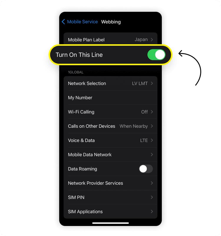 Installing an eSIM on your iPhone from the Saily eSIM app: Step 7