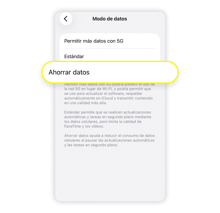 Cómo activar el modo de datos reducidos: Paso 4