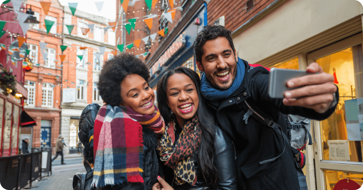 Tourists in Dublin, Ireland.