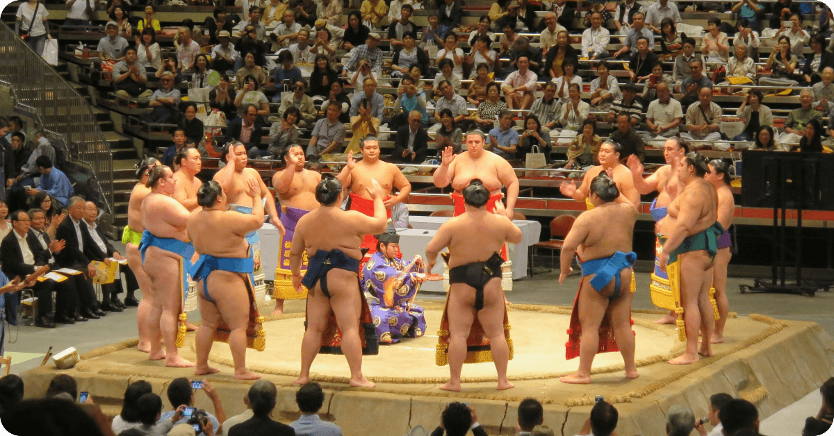 Sumo wrestlers in the ring