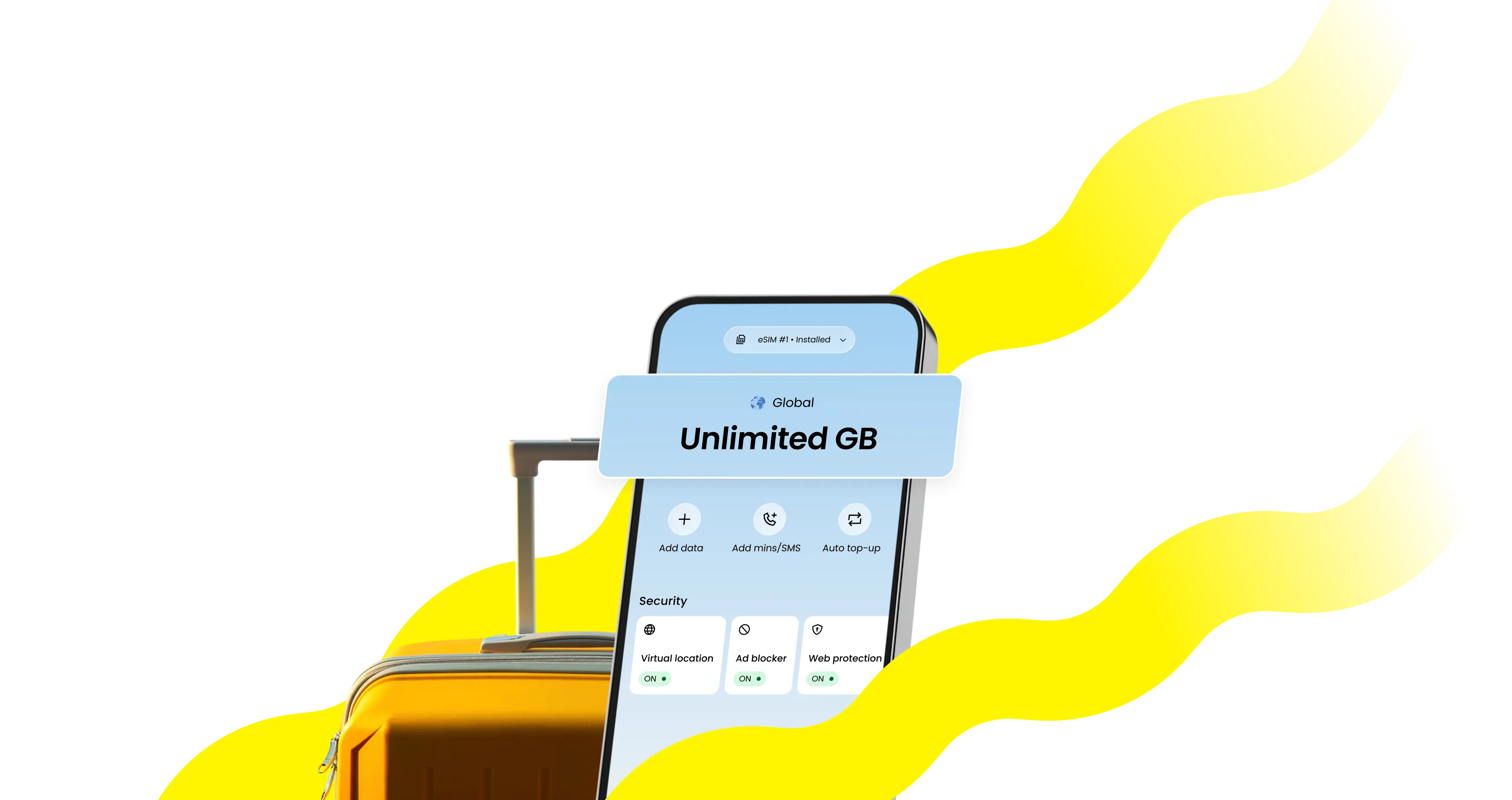 A phone displaying Saily’s unlimited data plan.