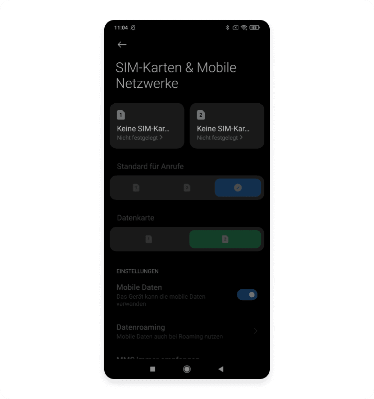 prüfe info auf sim android: schritt 3