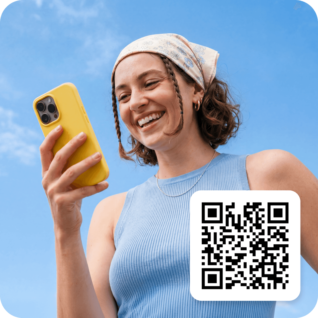 Um código QR para transferir a aplicação de eSIM Saily.