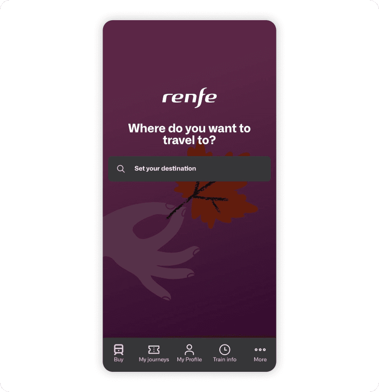 Spain train ticket app Renfe mobile app interface