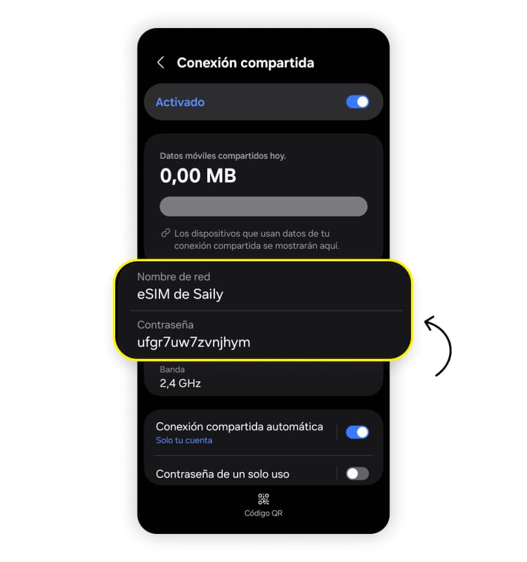 Compartir datos móviles mediante un punto de acceso wifi en Android: Paso 4