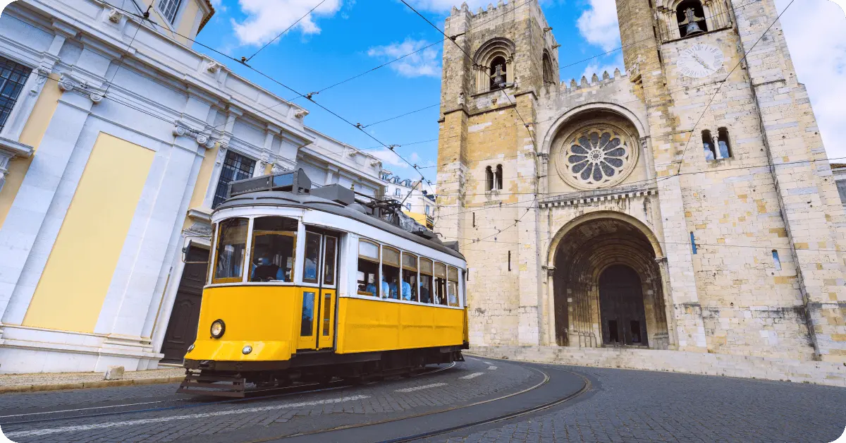 A tram in Lisbon, Portugal.