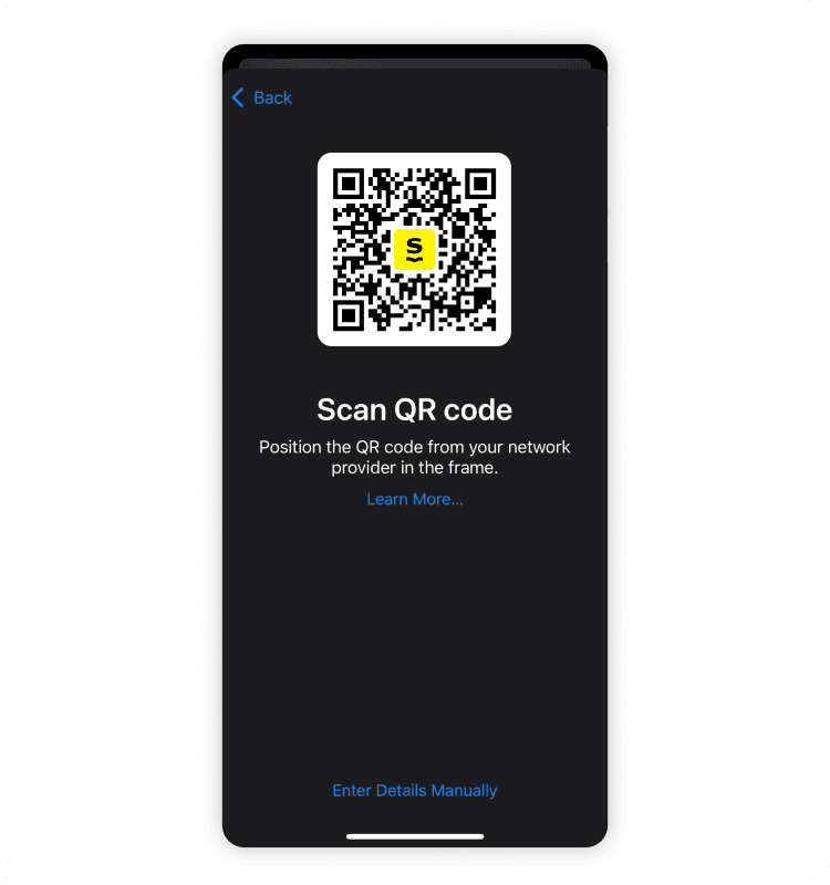 Installing an eSIM on your iPhone via a QR code: Step 4