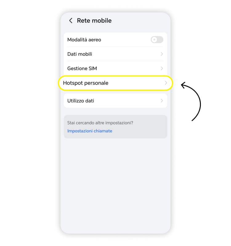 hotspot android: passaggio 2