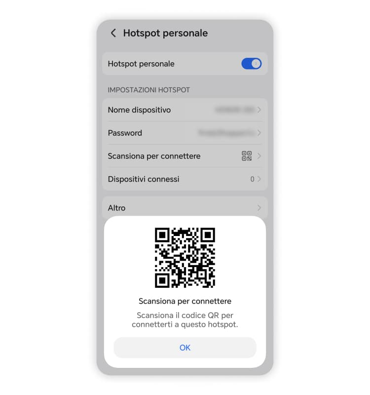 connettersi all'hotspot: passaggio 2