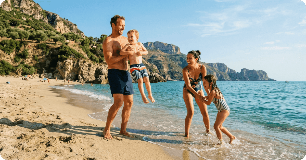 A family enjoying an Italian beach together