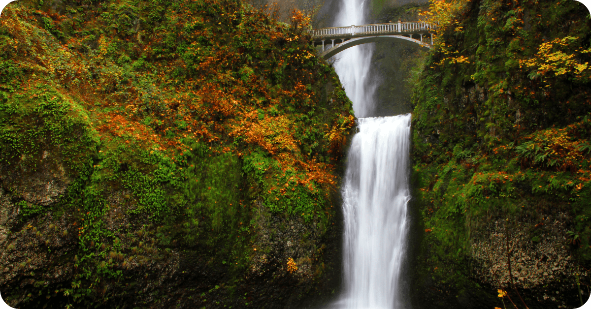 Multnomah Falls with a bridge