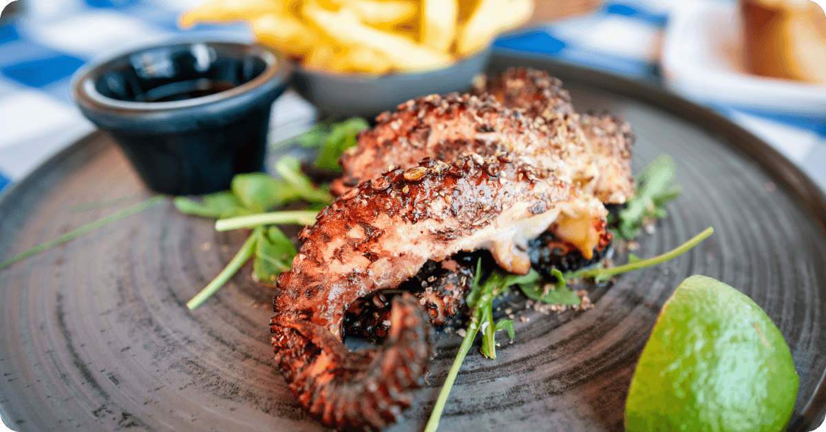 Htapothi sti skhara (grilled octopus)