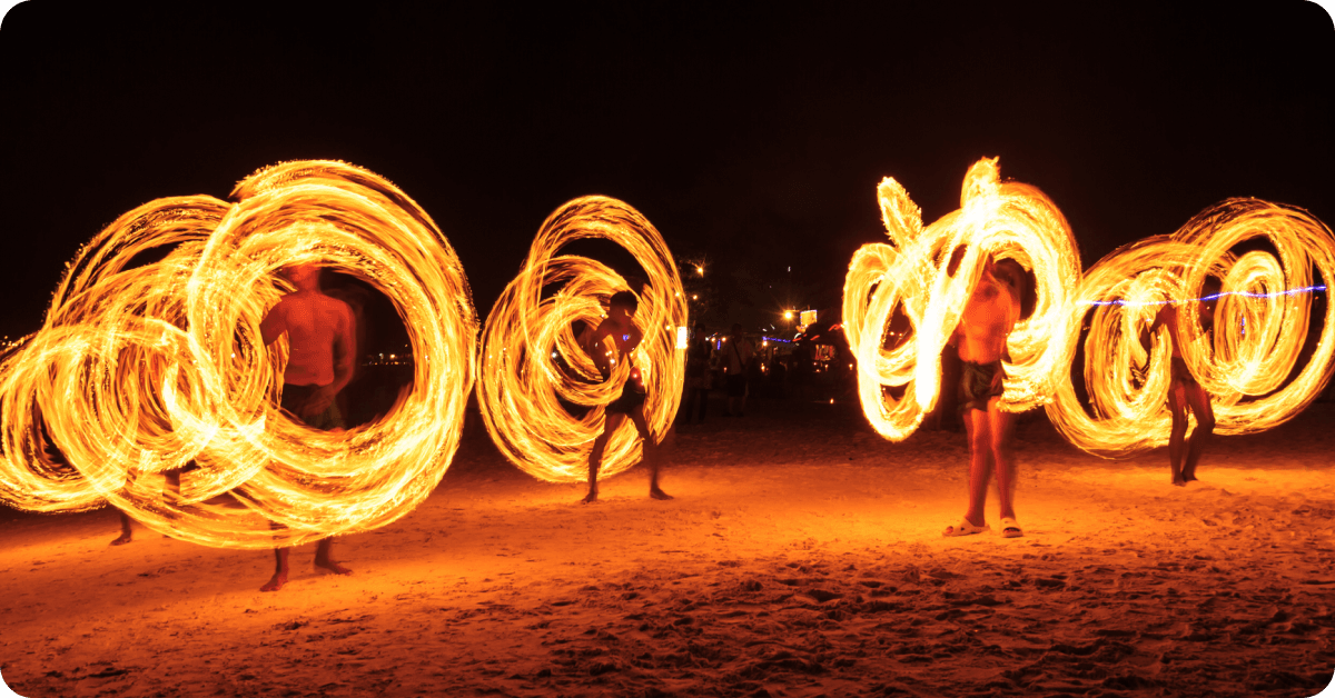 A fire show on the beach
