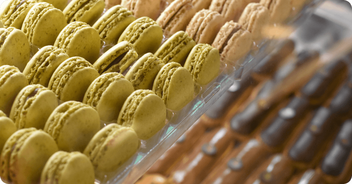 Macaroons are sold in a Paris patisserie.
