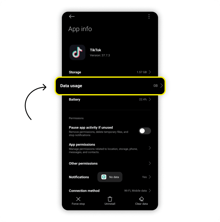 How to check TikTok data usage on Android devices: Step 5