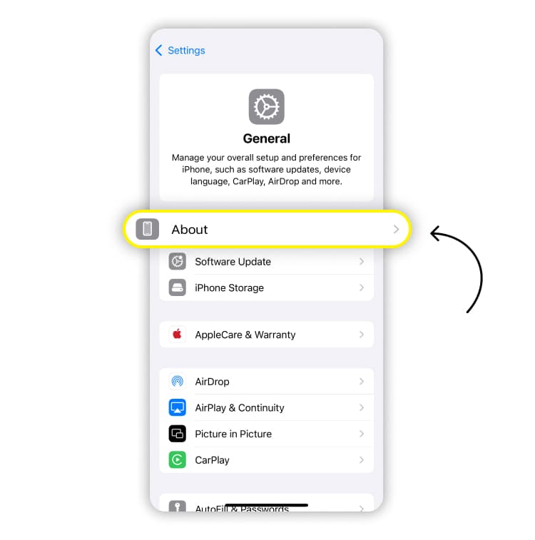How to find the IMEI on an iPhone Step 3