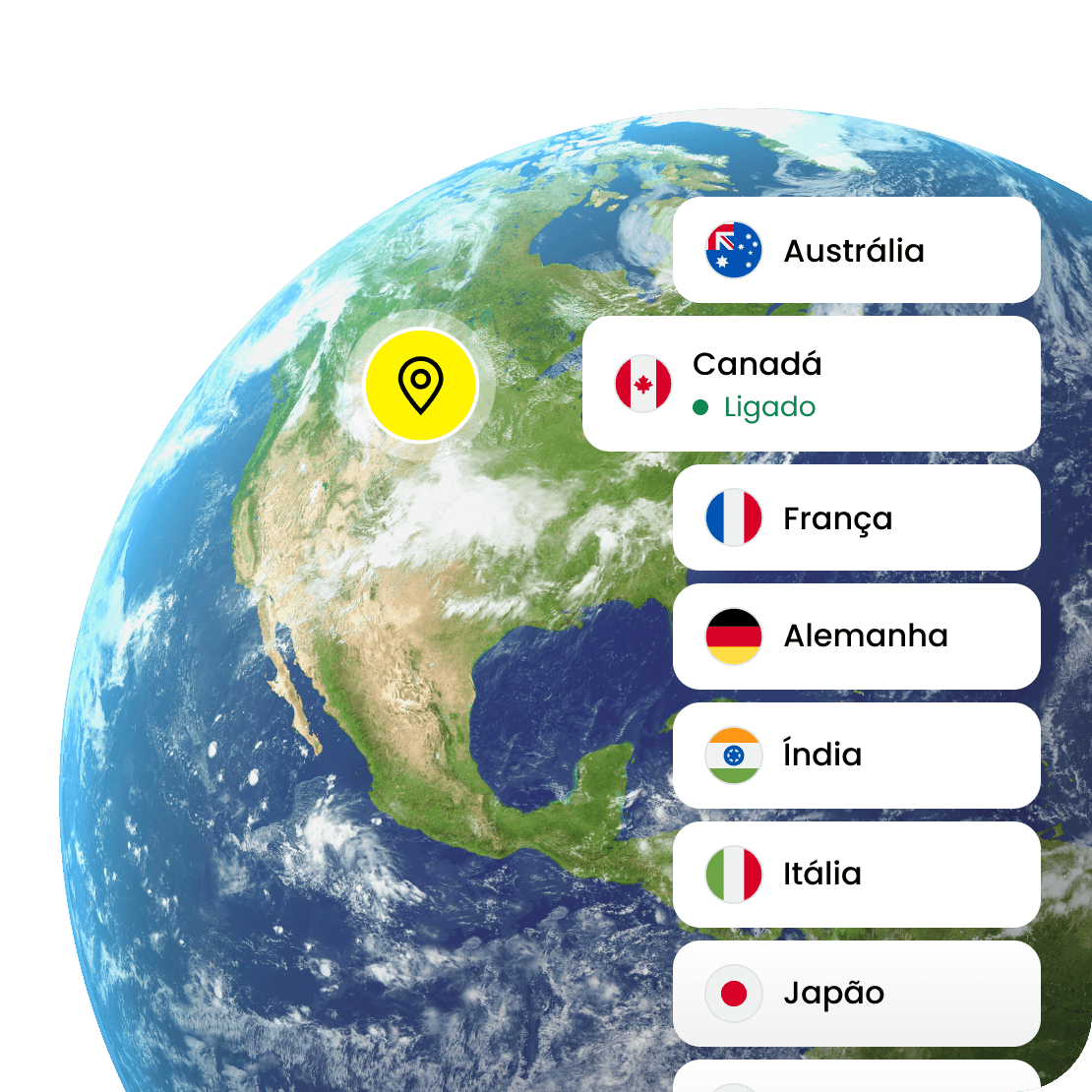 A funcionalidade de localização virtual do Saily aumenta a sua privacidade online