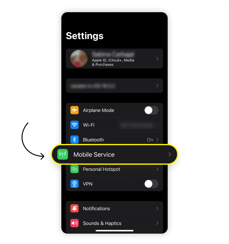 Enable your cellular data for FaceTime: Step 1