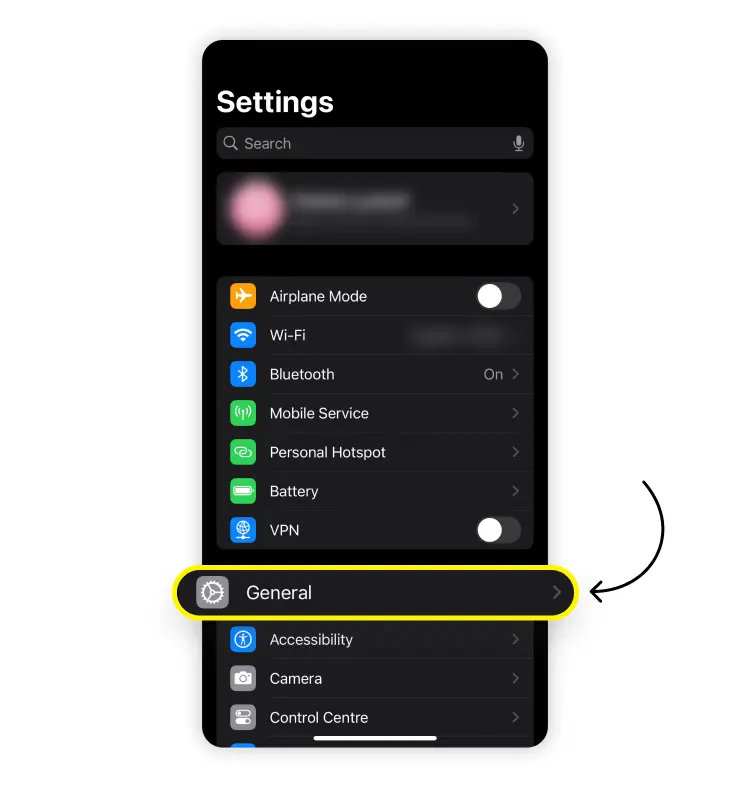 Disable background data on iPhone: step 1