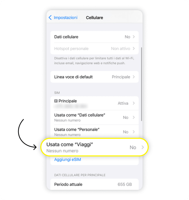 Eliminare una eSIM da iPhone 3