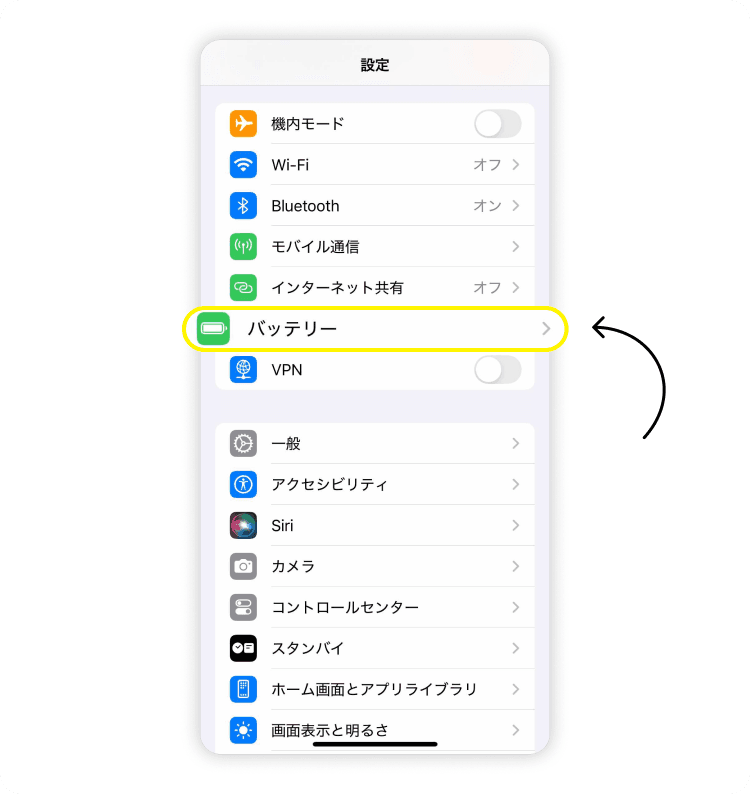 低電力モードをオフにする、手順 1