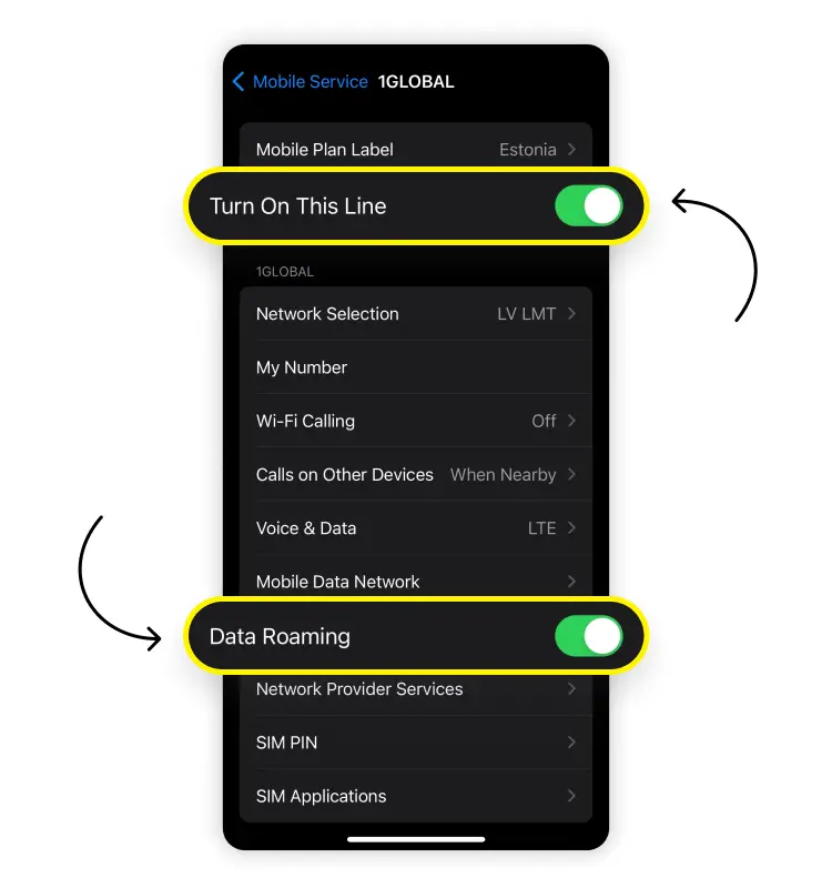 Installing an eSIM on your iPhone from the Saily eSIM app: Step 7