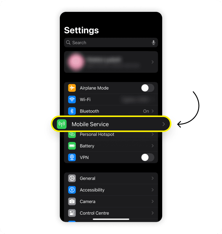 Check hotspot data usage on iPhone: step 1