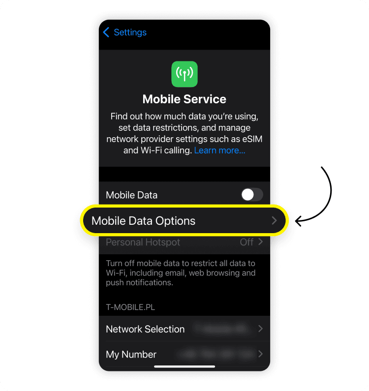 How to enable low data mode: step 2