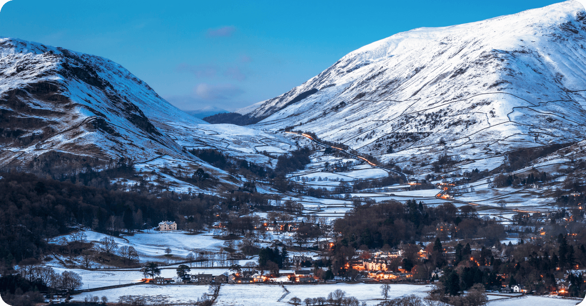 A small British village after snowfall
