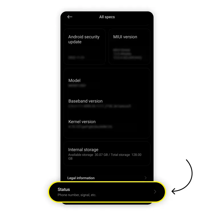 check information on sim android: step 2