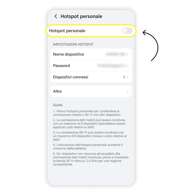 hotspot android: passaggio 3