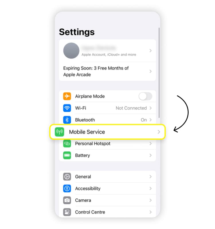 How to turn data roaming on or off on an iPhone 2: Tap Mobile Service
