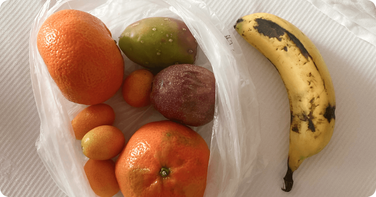 Oranges, passionfruit, kumquats, and bananas from Tenerife.