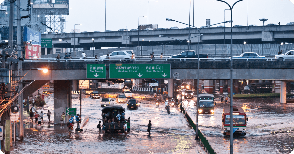 Flooding in Bangkok during monsoon season.